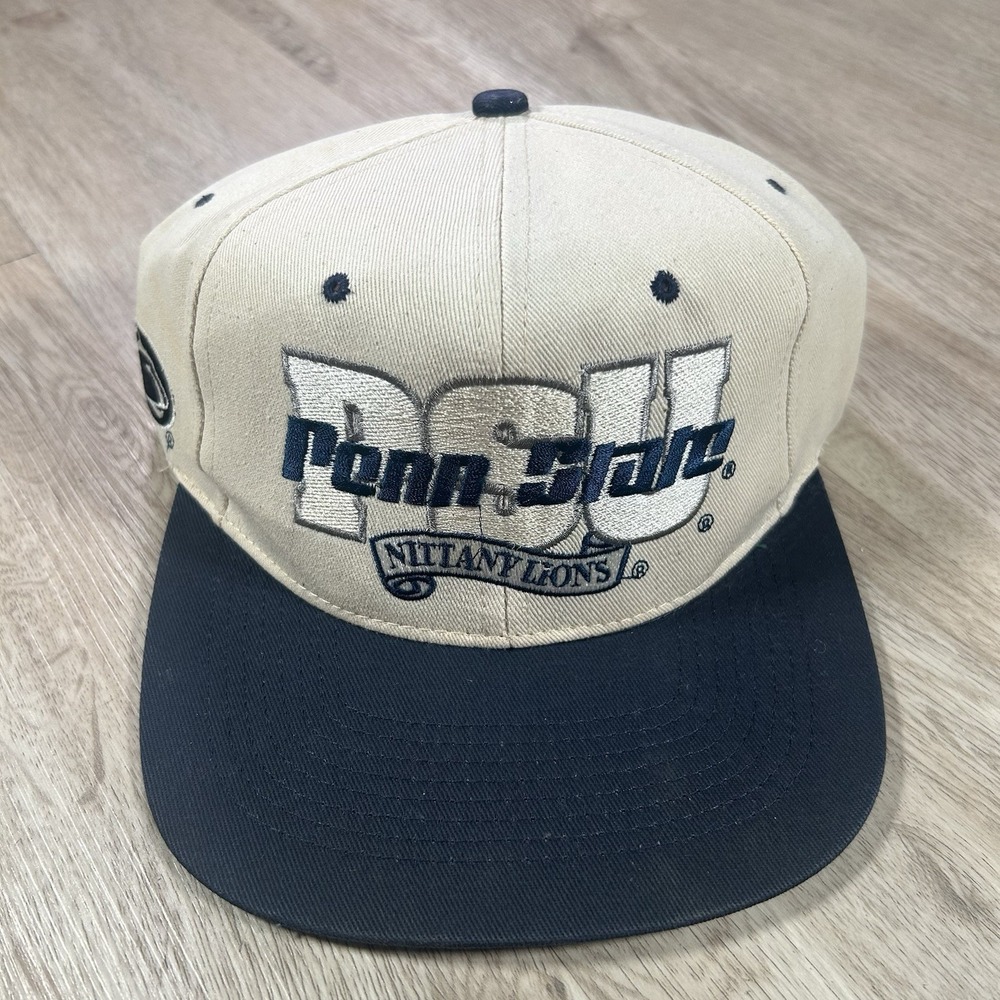 VTG Penn State Nittany Lions Snapback Hat College Head Start Beige Blue Cap
